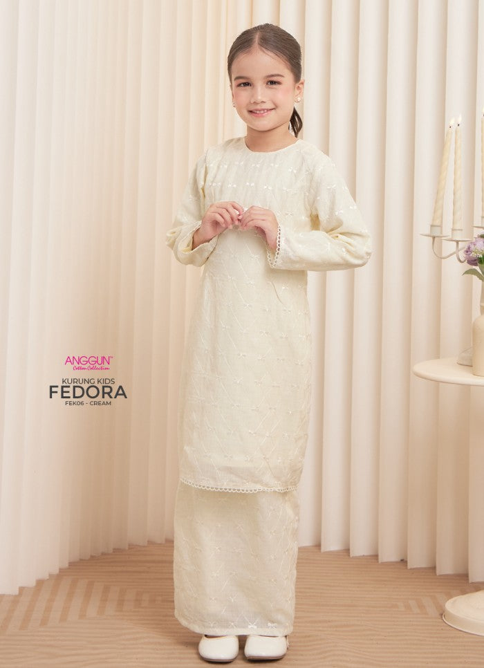 Fedora Kurung Kids - Cream