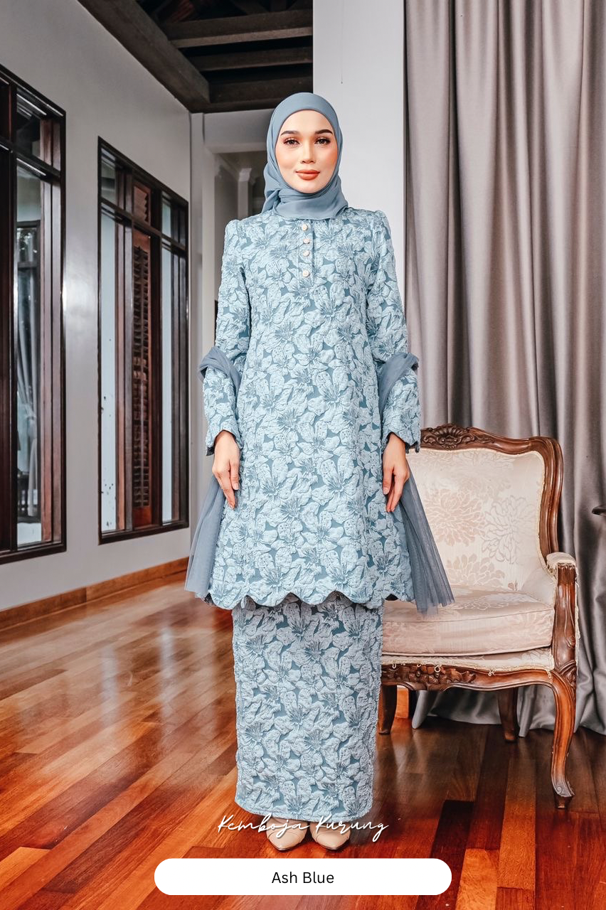 Kemboja Kurung - Ash Blue