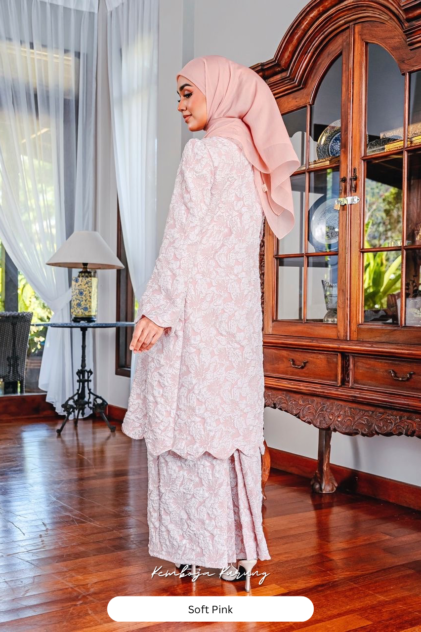 Kemboja Kurung - Soft Pink