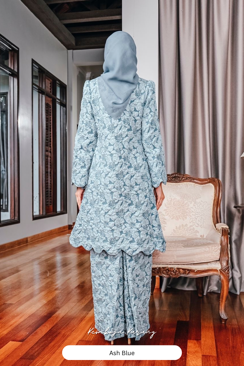 Kemboja Kurung - Ash Blue