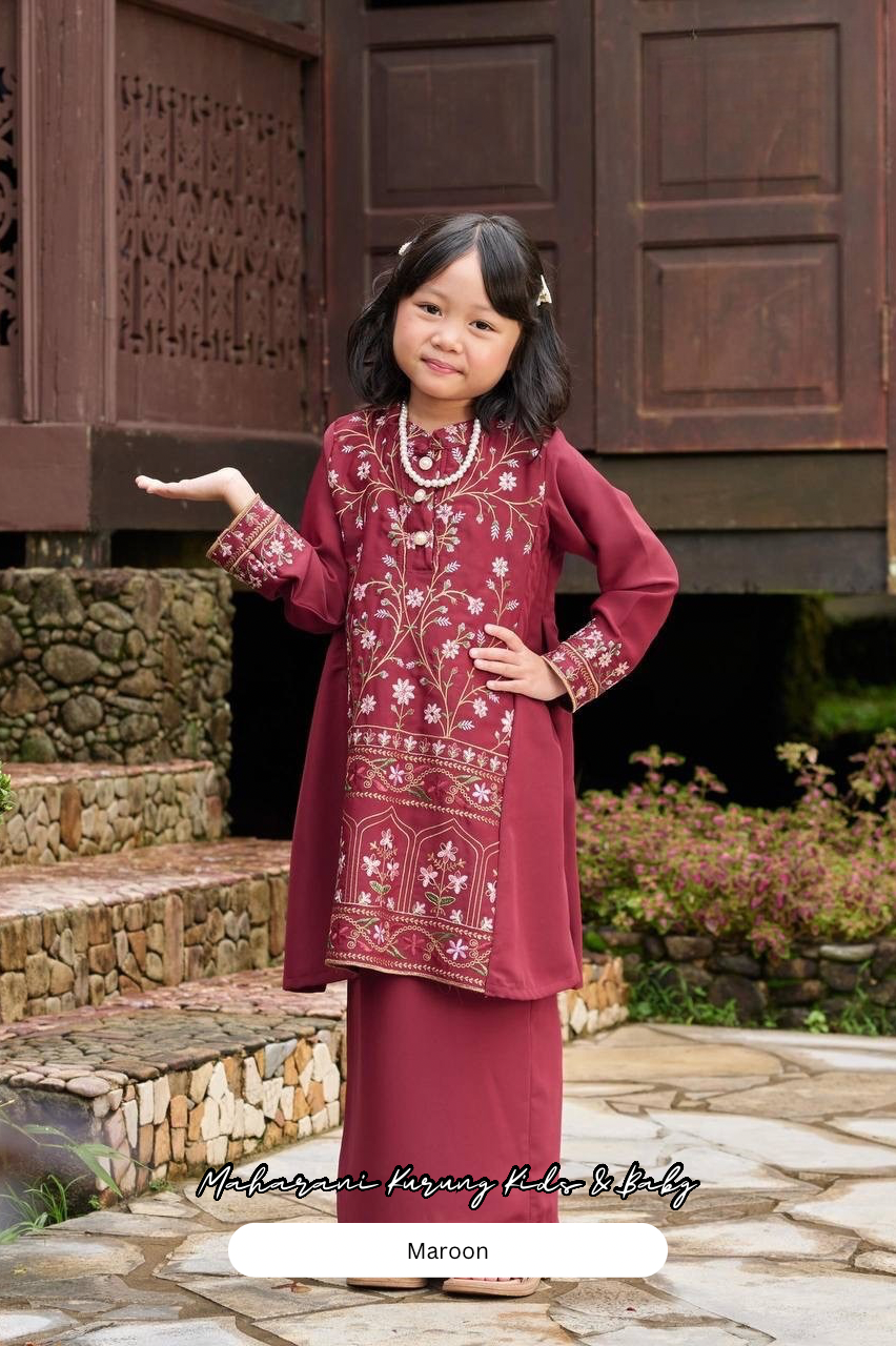 Maharani Kurung Kids - Maroon