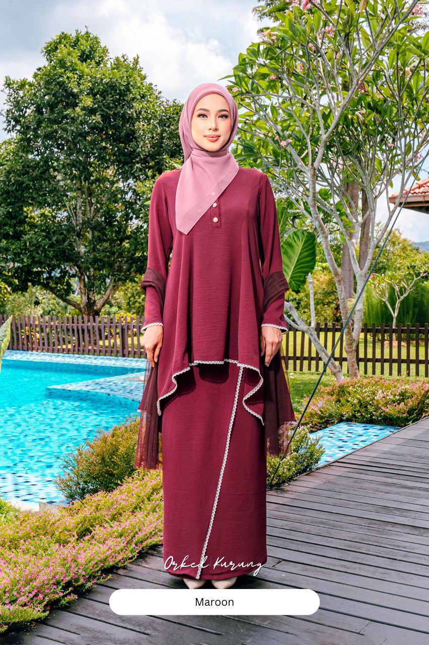 Orked Kurung - Maroon