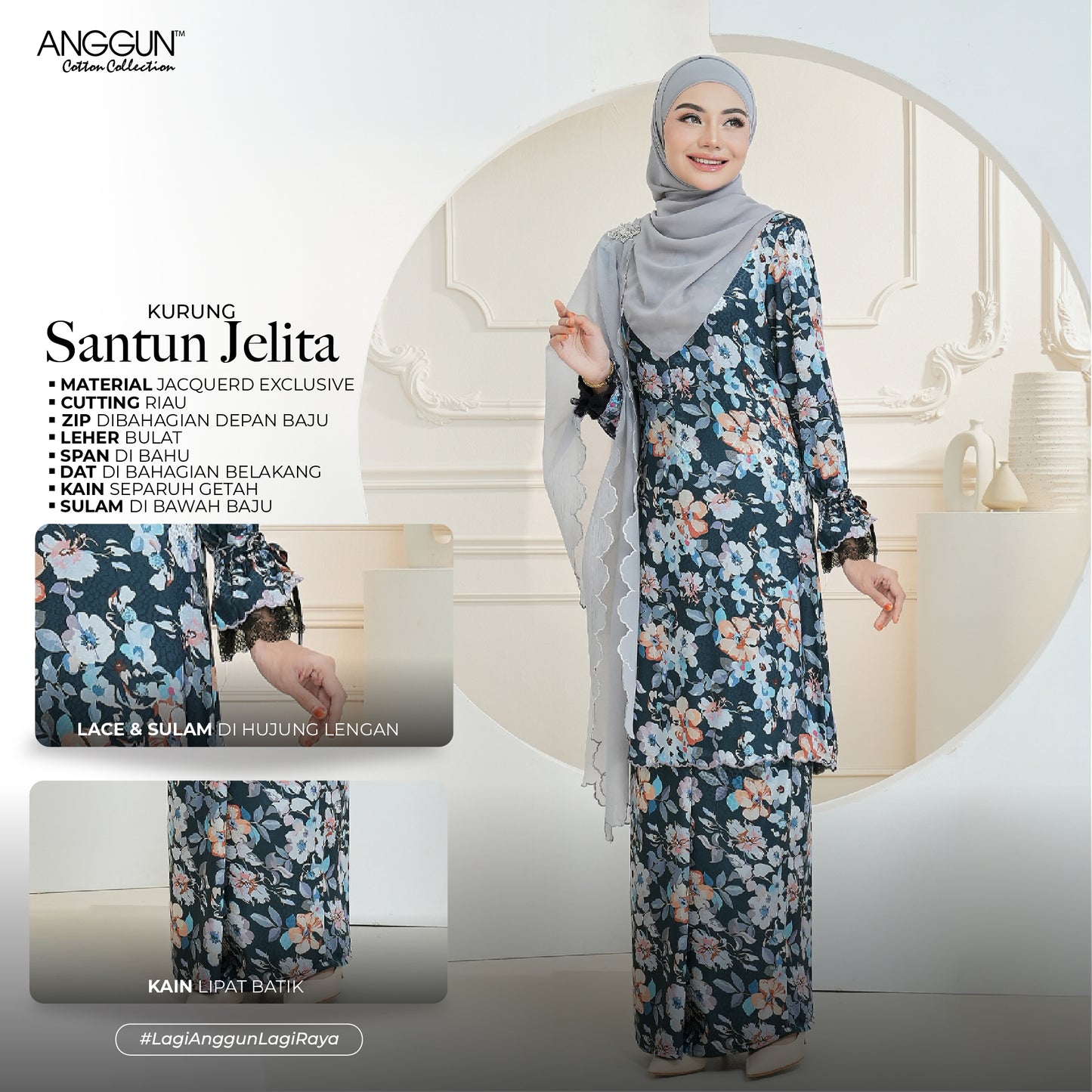 Santun Jelita Kurung - Light Mint Green