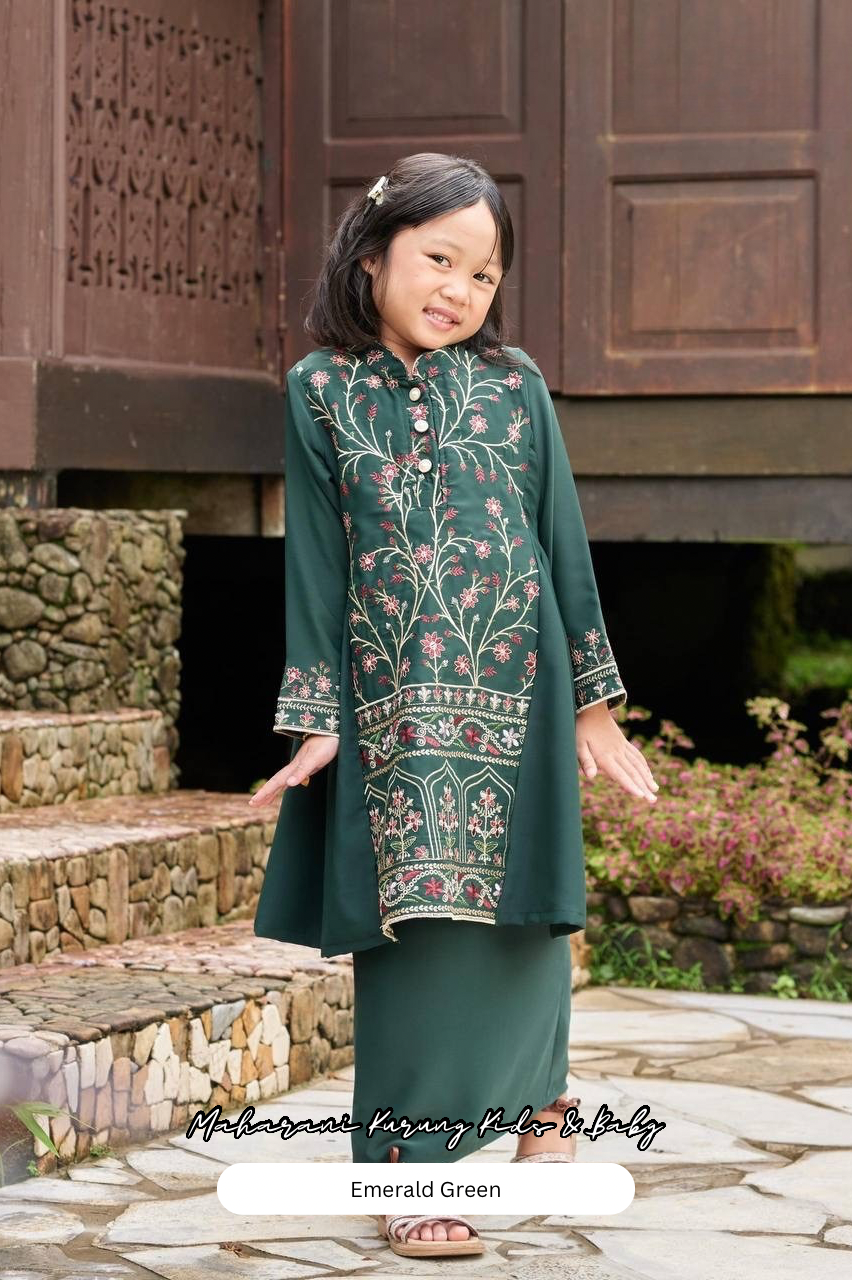 Maharani Kurung Kids - Emerald Green