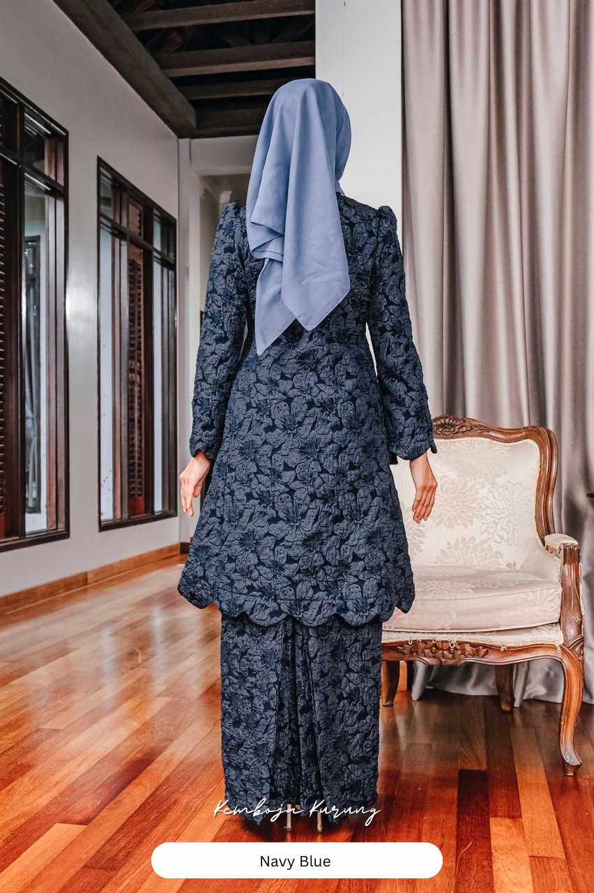 Kemboja Kurung - Navy Blue