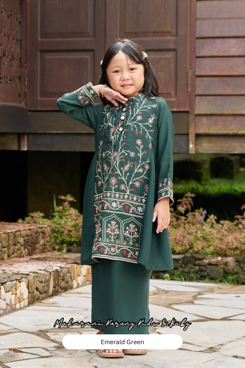 Maharani Kurung Kids - Emerald Green