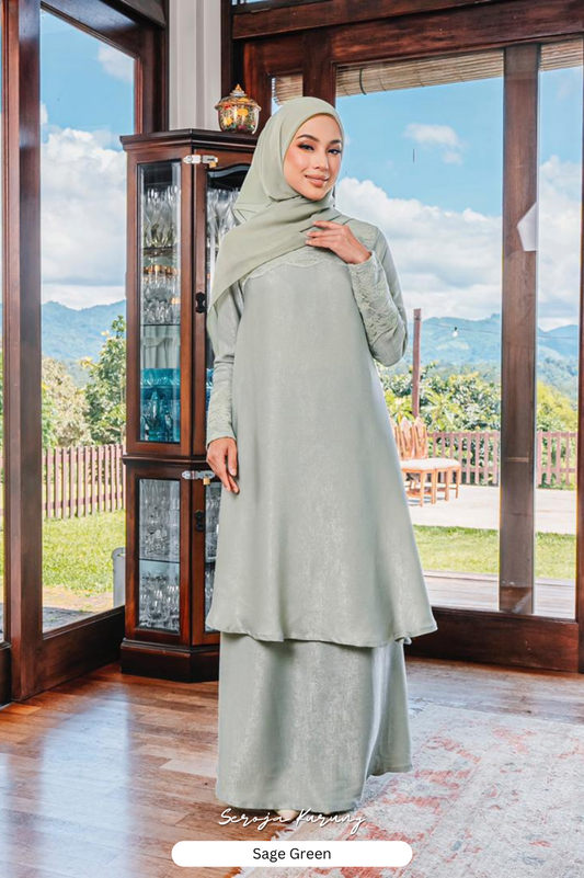 Seroja Kurung - Sage Green