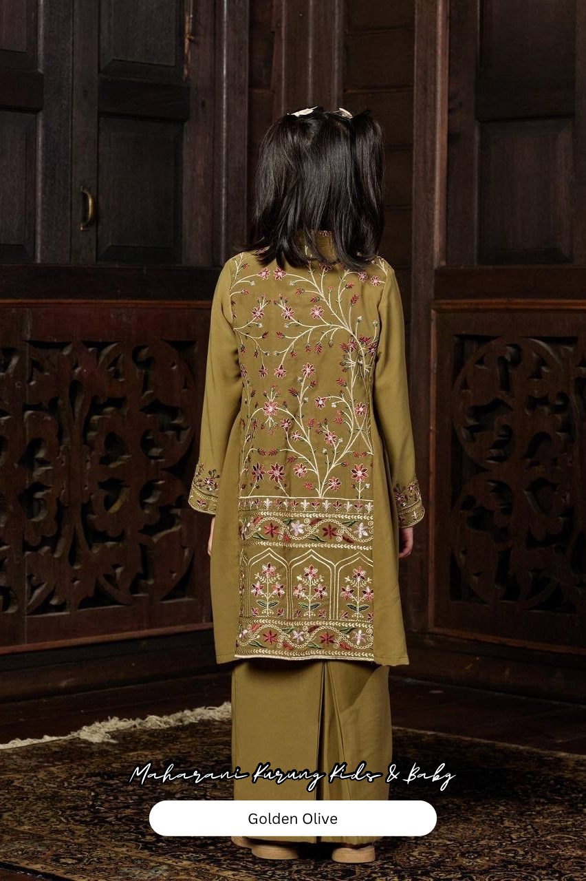 Maharani Kurung Kids - Golden Olive