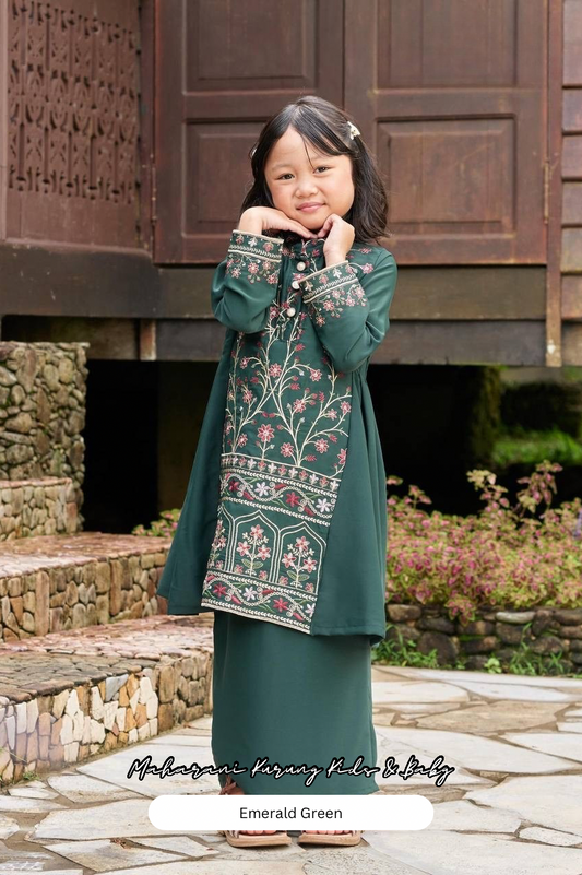 Maharani Kurung Kids - Emerald Green