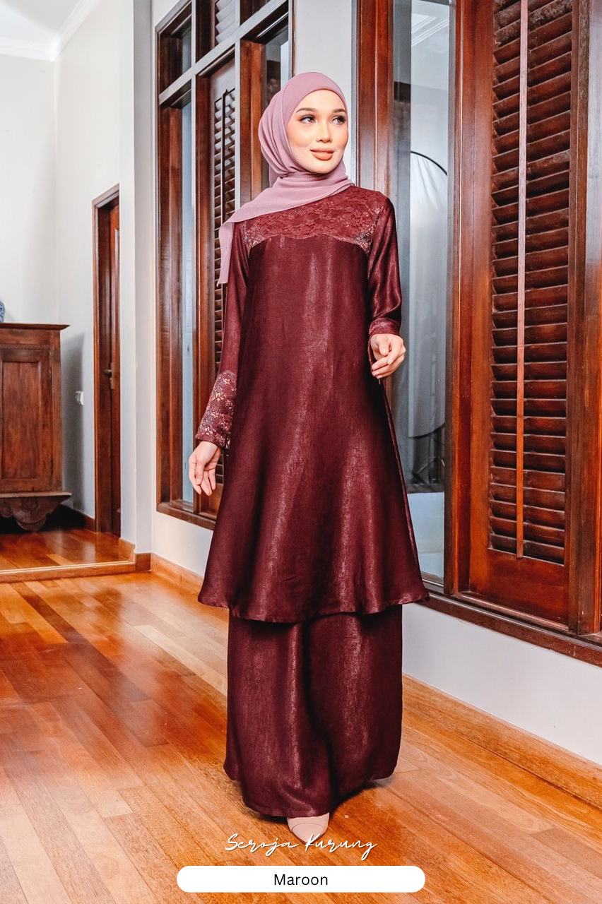 Seroja Kurung - Maroon