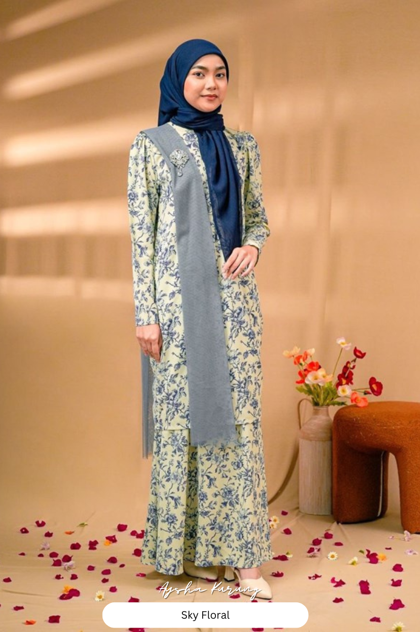 Aysha Kurung - Sky Floral