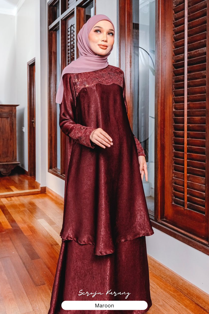 Seroja Kurung - Maroon