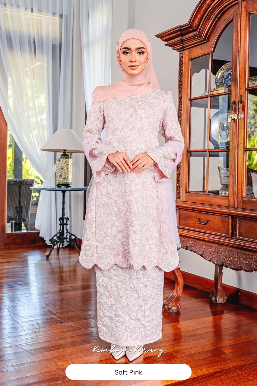 Kemboja Kurung - Soft Pink