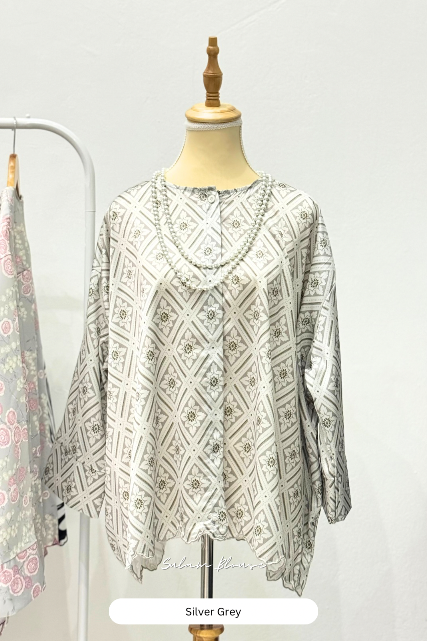 Sulam Blouse - Silver Grey