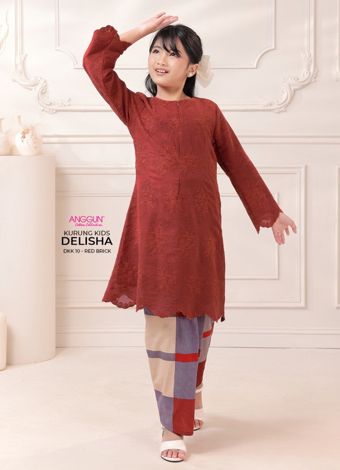 Delisha Kurung Kids - Red Brick