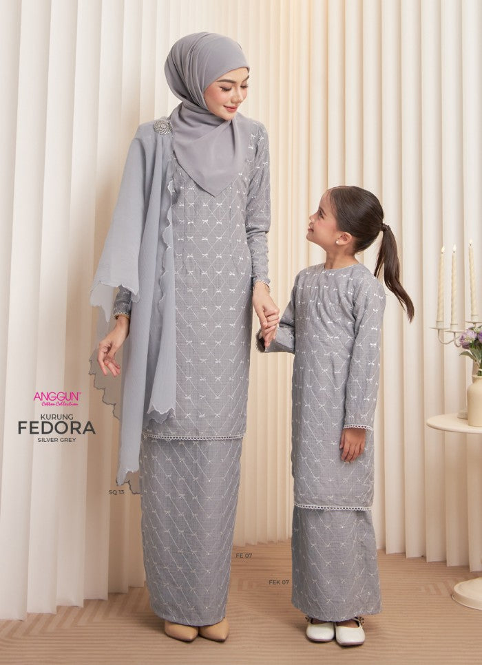 Fedora Kurung Kids - Silver Grey