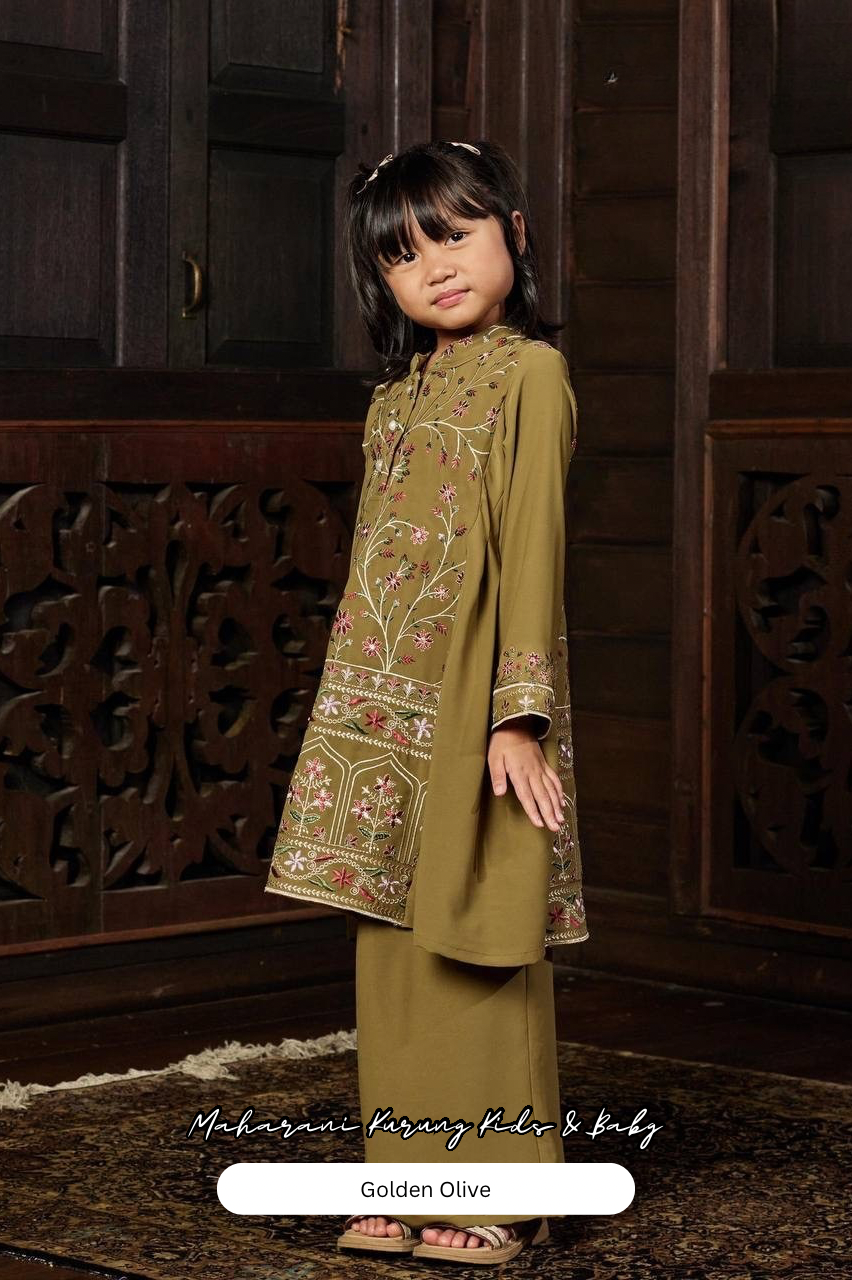 Maharani Kurung Kids - Golden Olive