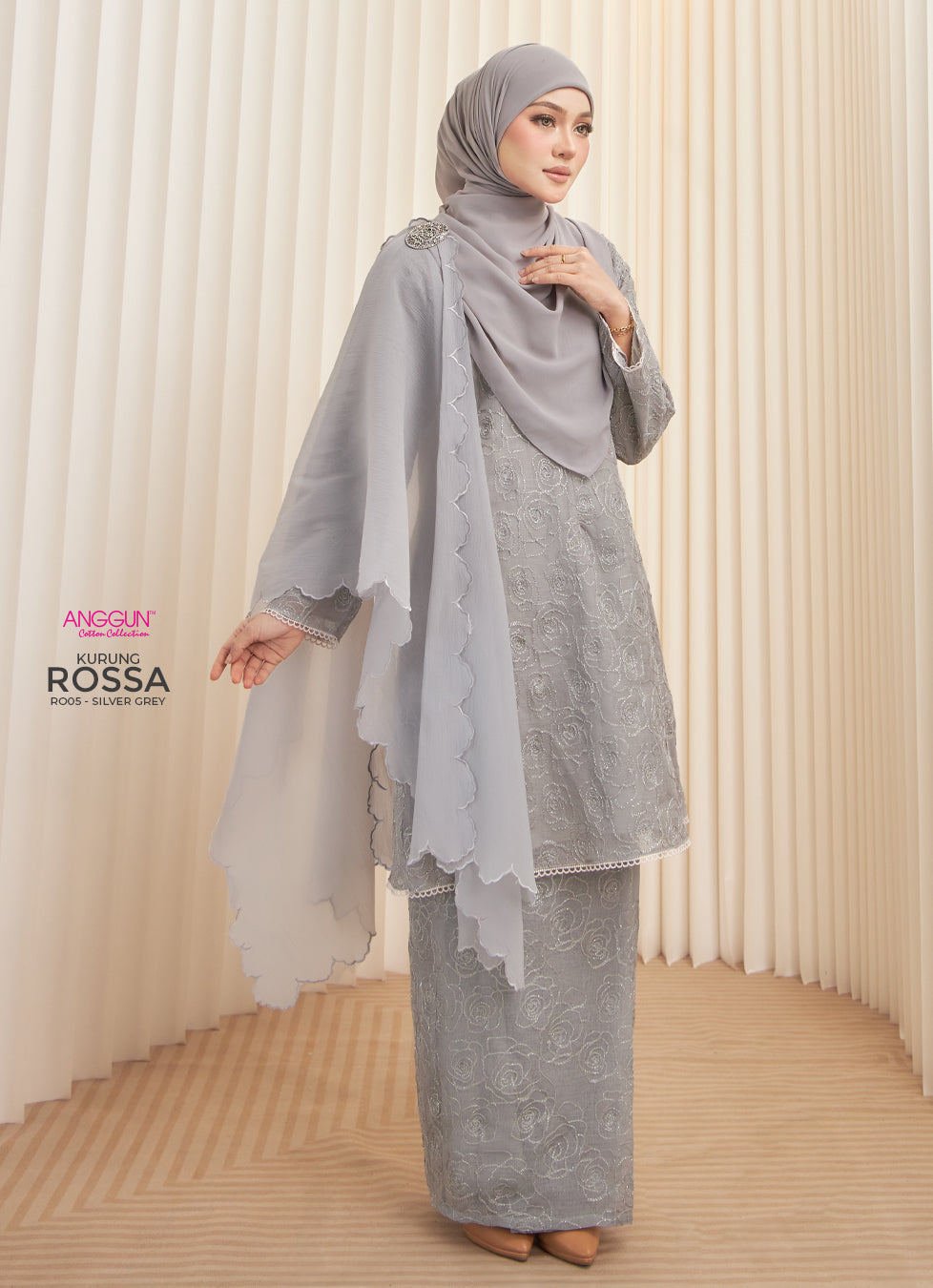 Rossa Kurung - Silver Grey