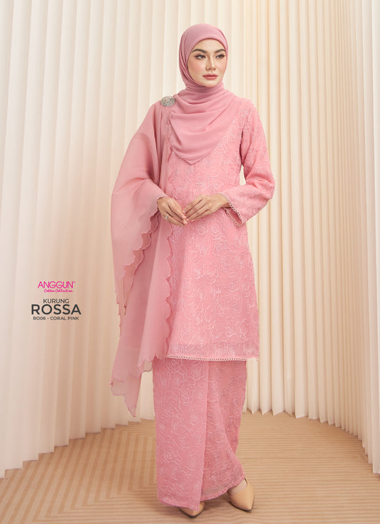 Rossa Kurung - Coral Pink