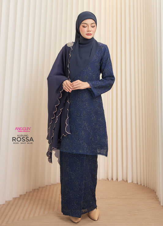 Rossa Kurung - Navy Blue