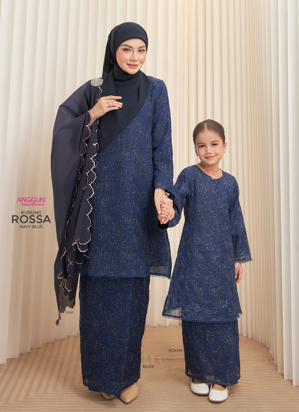 Rossa Kurung - Navy Blue