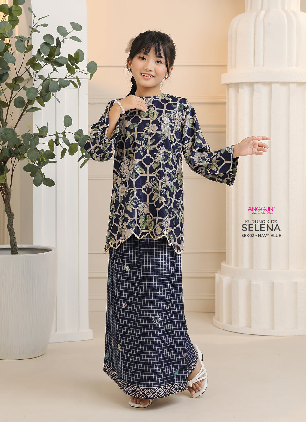 Selena Kurung Kids - Navy Blue