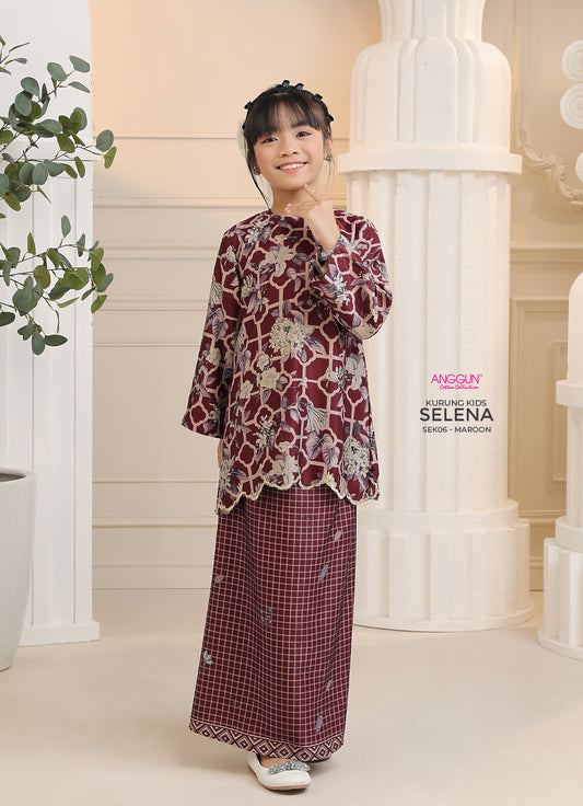 Selena Kurung Kids - Maroon