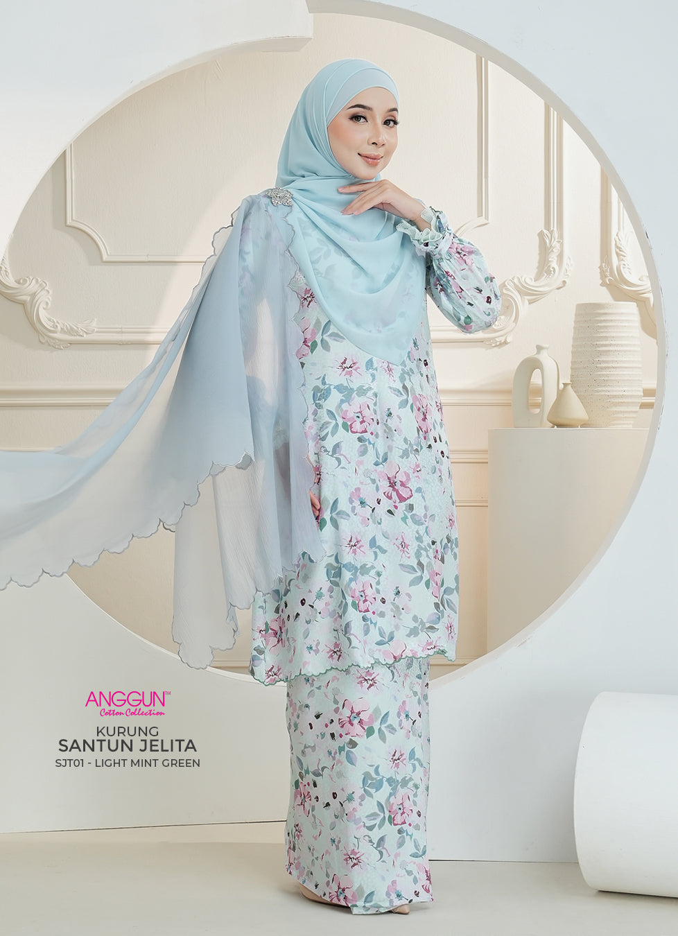 Santun Jelita Kurung - Light Mint Green