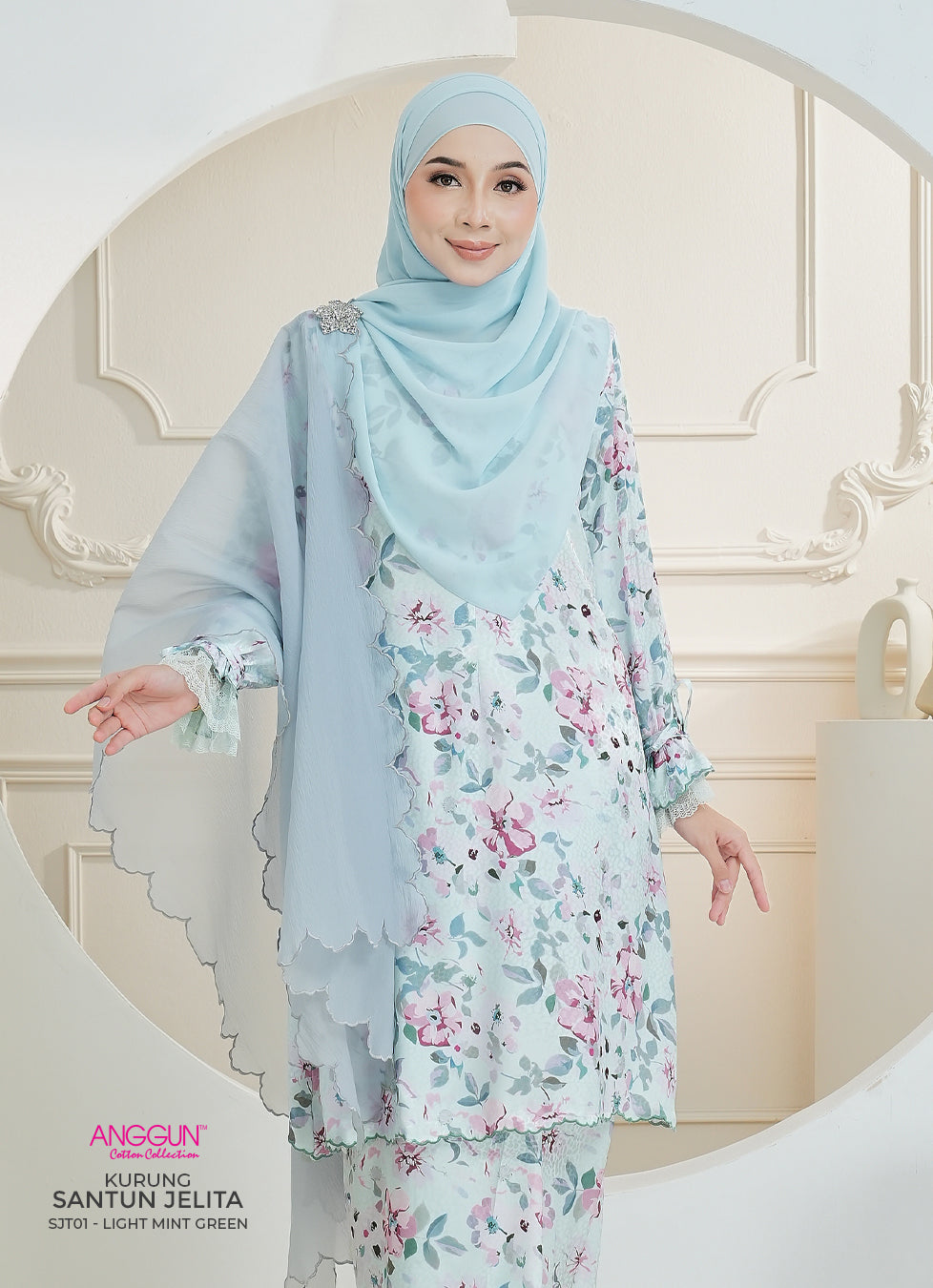 Santun Jelita Kurung - Light Mint Green