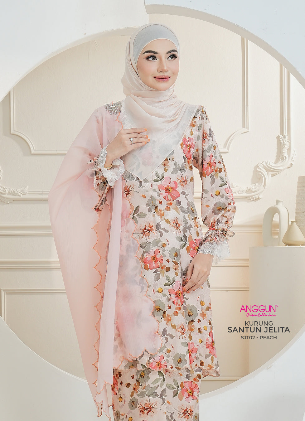 Santun Jelita Kurung - Peach