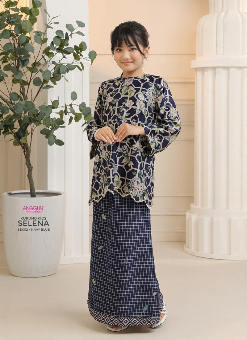 Selena Kurung Kids - Navy Blue