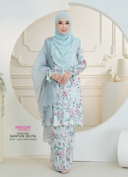 Santun Jelita Kurung - Light Mint Green