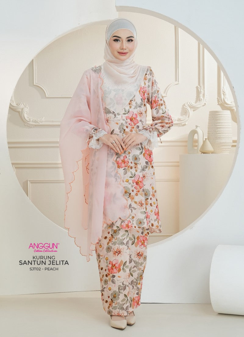 Santun Jelita Kurung - Peach