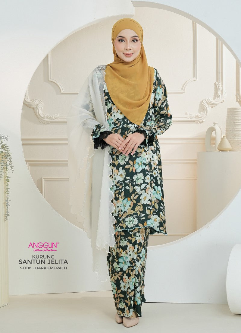 Santun Jelita Kurung - Sage Green