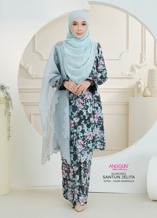 Santun Jelita Kurung - Dark Emerald