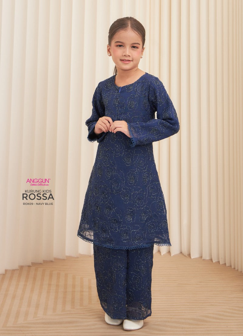 Rossa Kurung Kids - Navy Blue