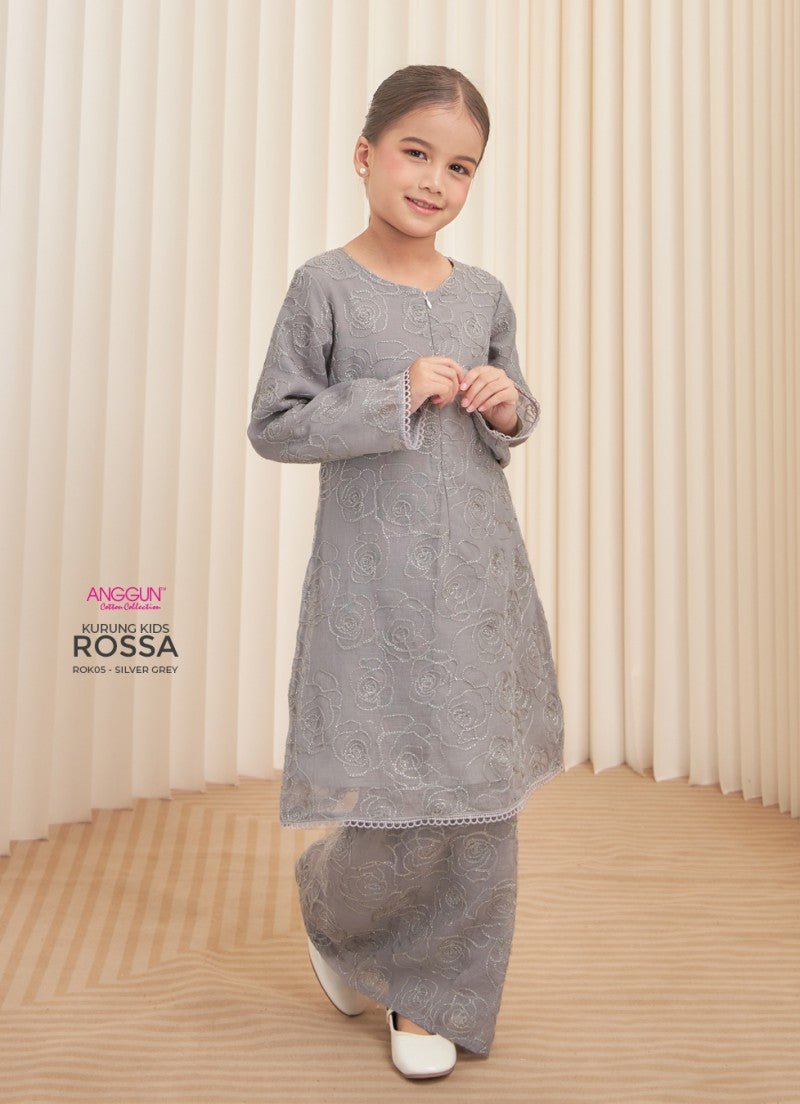 Rossa Kurung Kids - Silver Grey