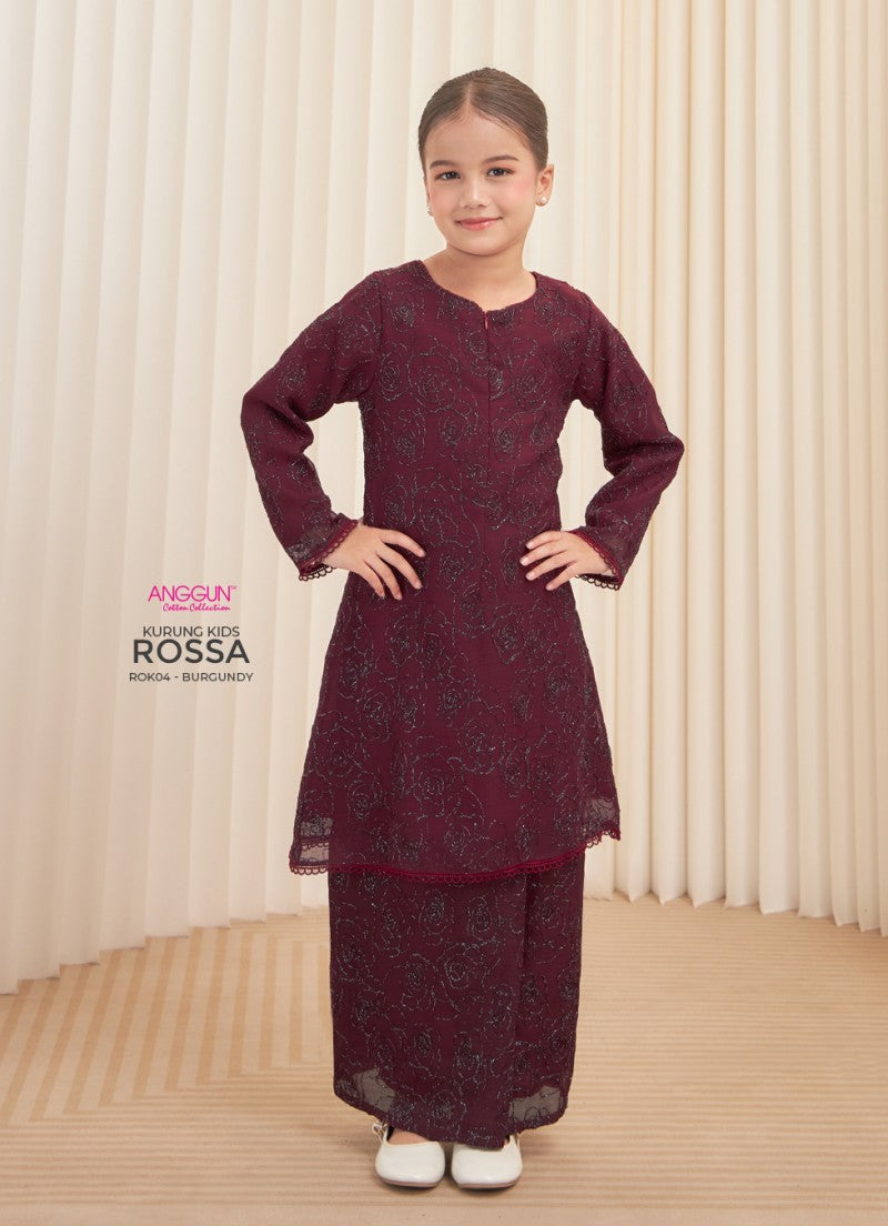 Rossa Kurung Kids - Burgundy