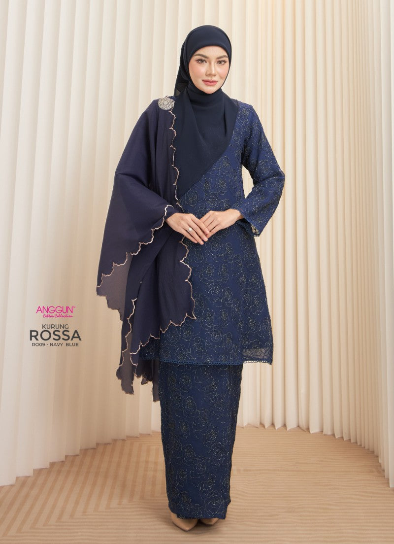 Rossa Kurung - Navy Blue