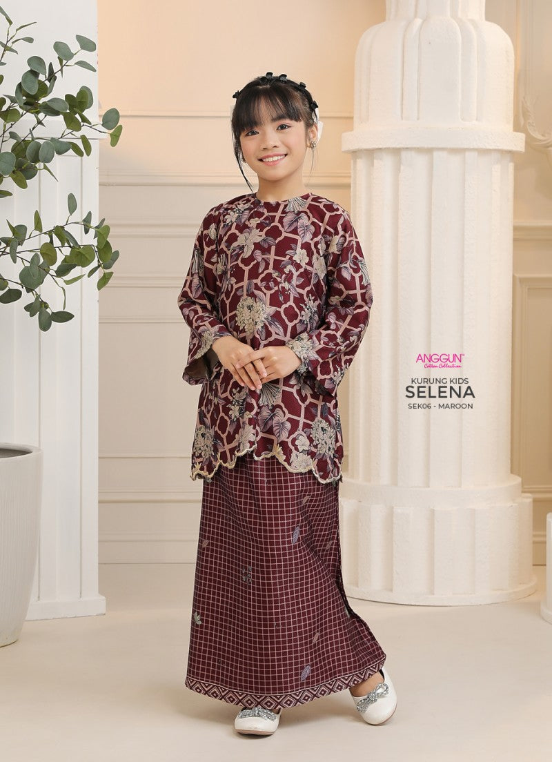 Selena Kurung Kids - Maroon